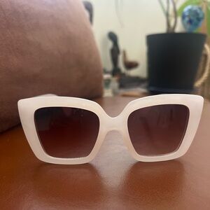 White Geometric Sunglasses Modern Accessories
